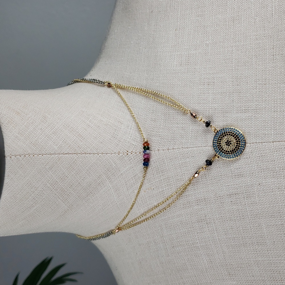 Nakamol Crystal & Natural Gemstones with a Turkish Evil Eye Motif Bohemian